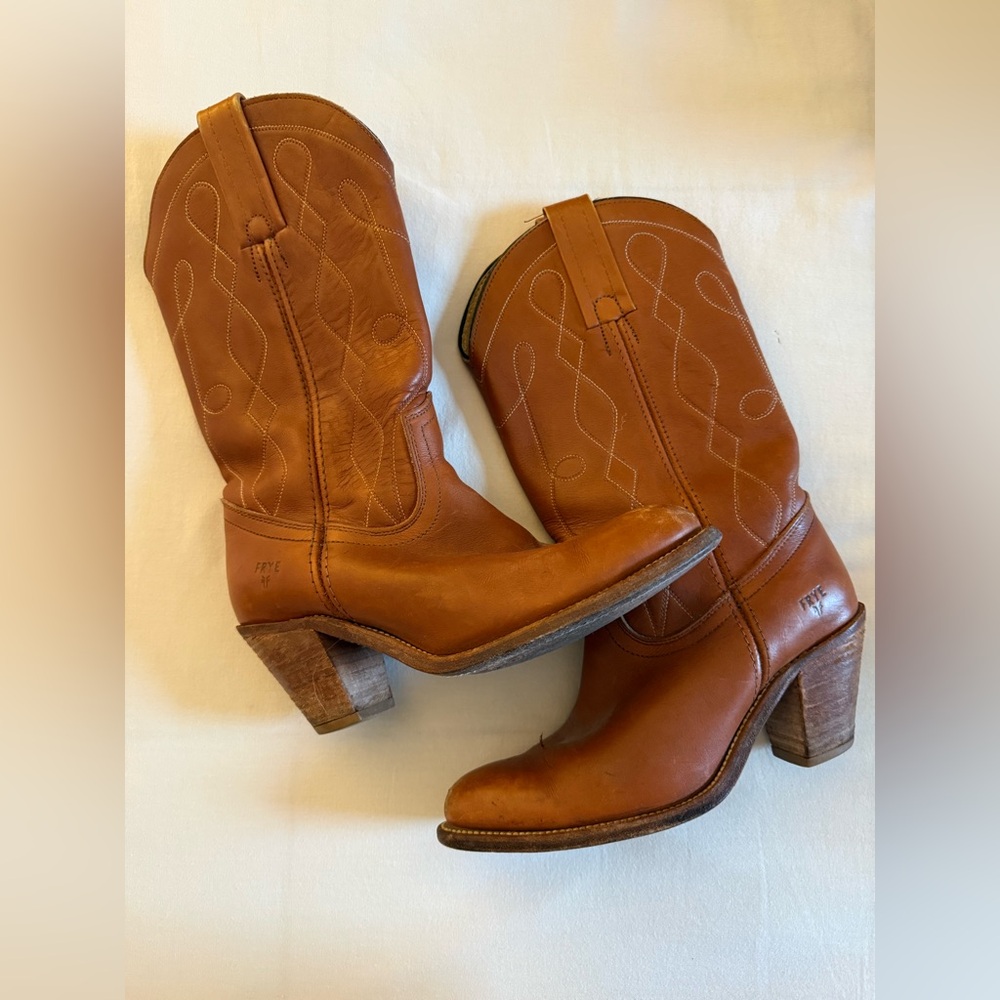 Vintage Frye Leather Cowboy Boots